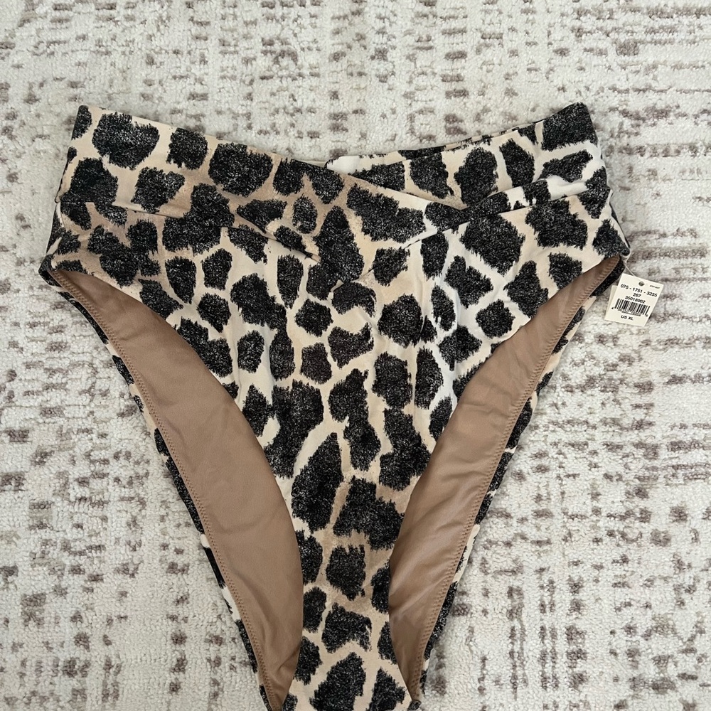 Cross over Leopard Print High-Waisted Bikini Bottoms